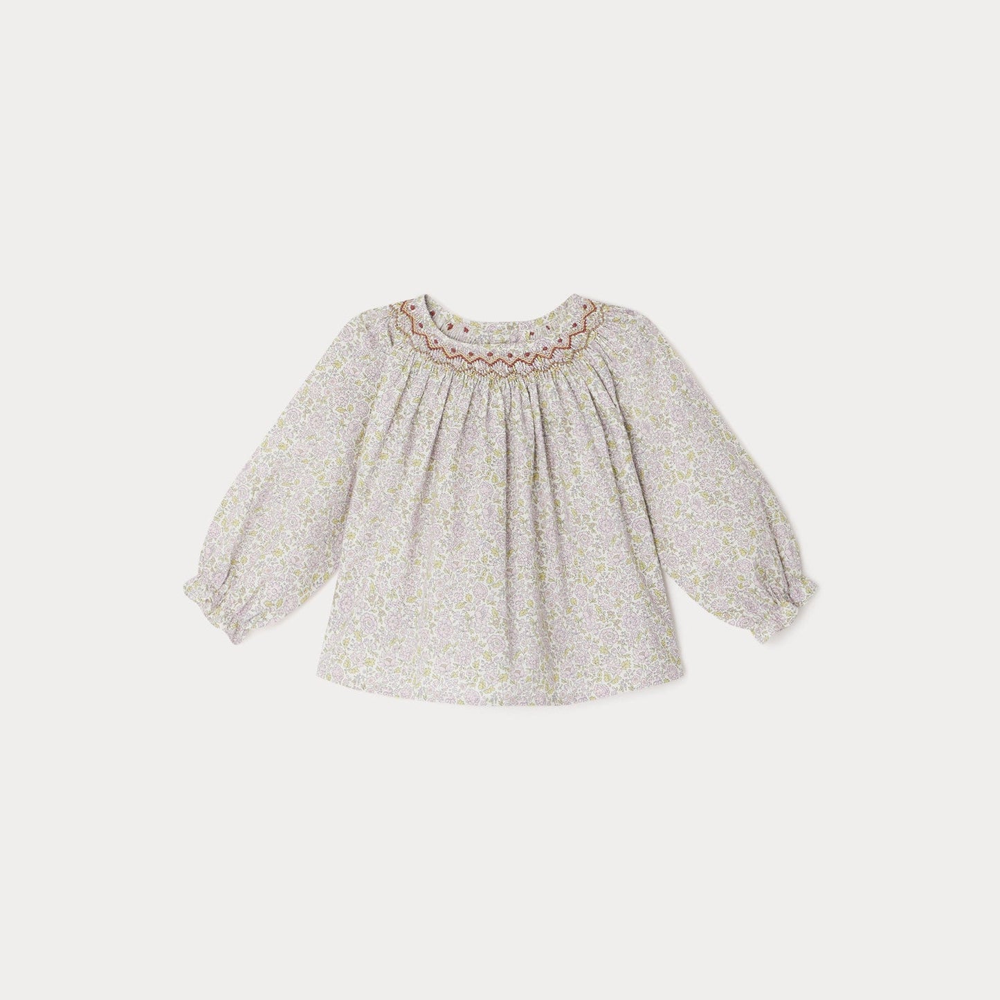 女婴浅粉色碎花棉上衣