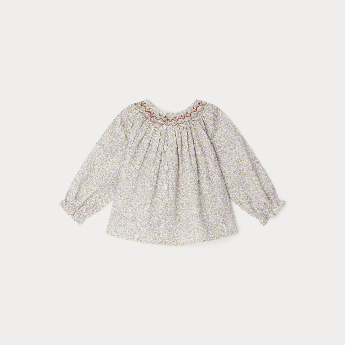 女婴浅粉色碎花棉上衣