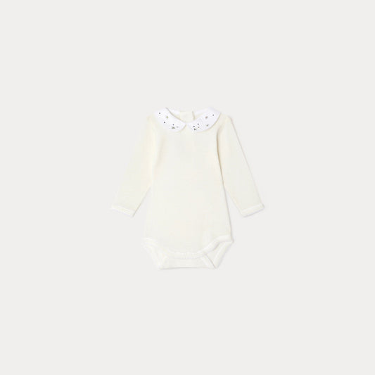 女婴白色棉连体衣