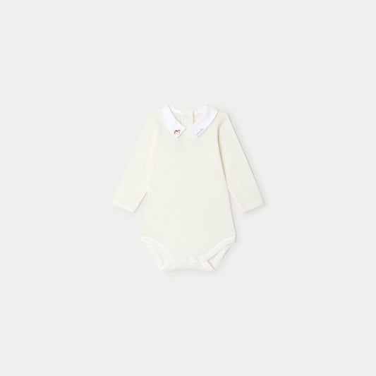 女婴白色棉连体衣