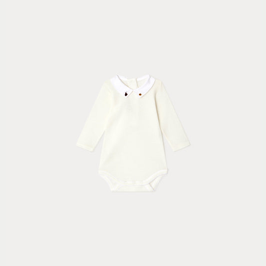 女婴白色棉连体衣