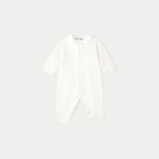 女婴白色棉连体衣