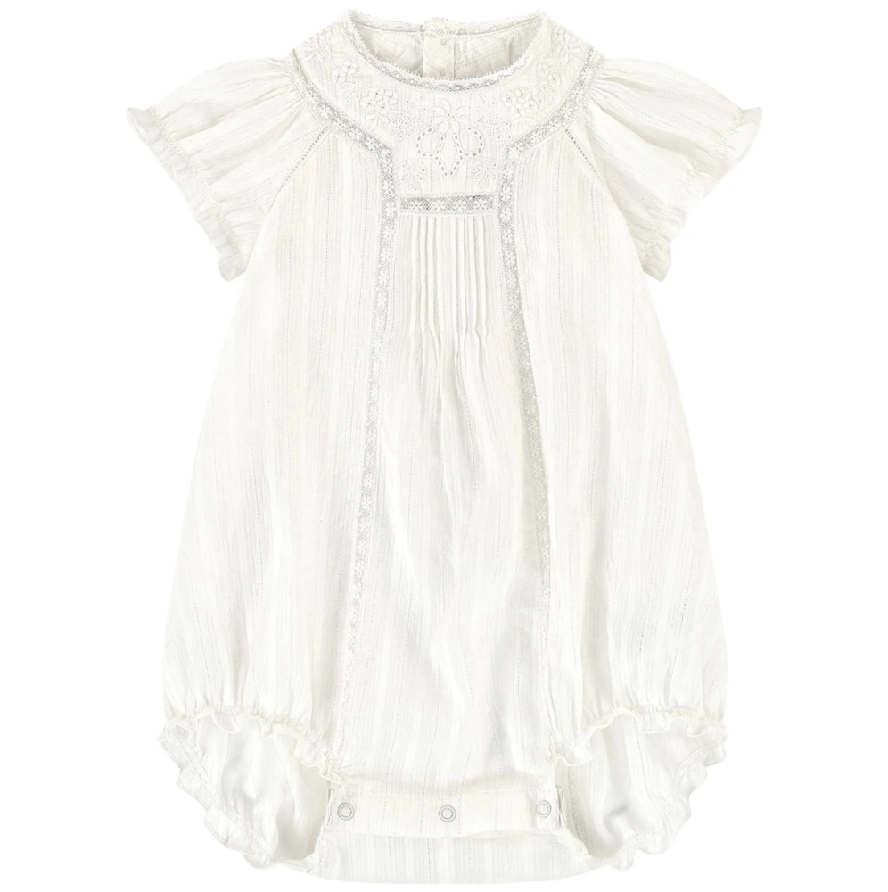 Baby Girls Off White Cotton Romper