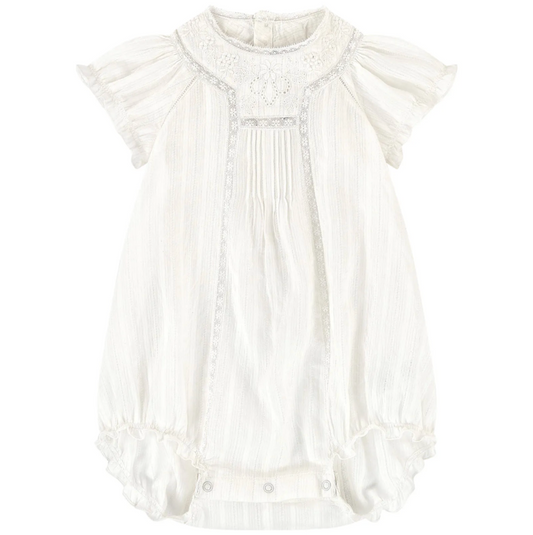 Baby Girls Off White Cotton Romper