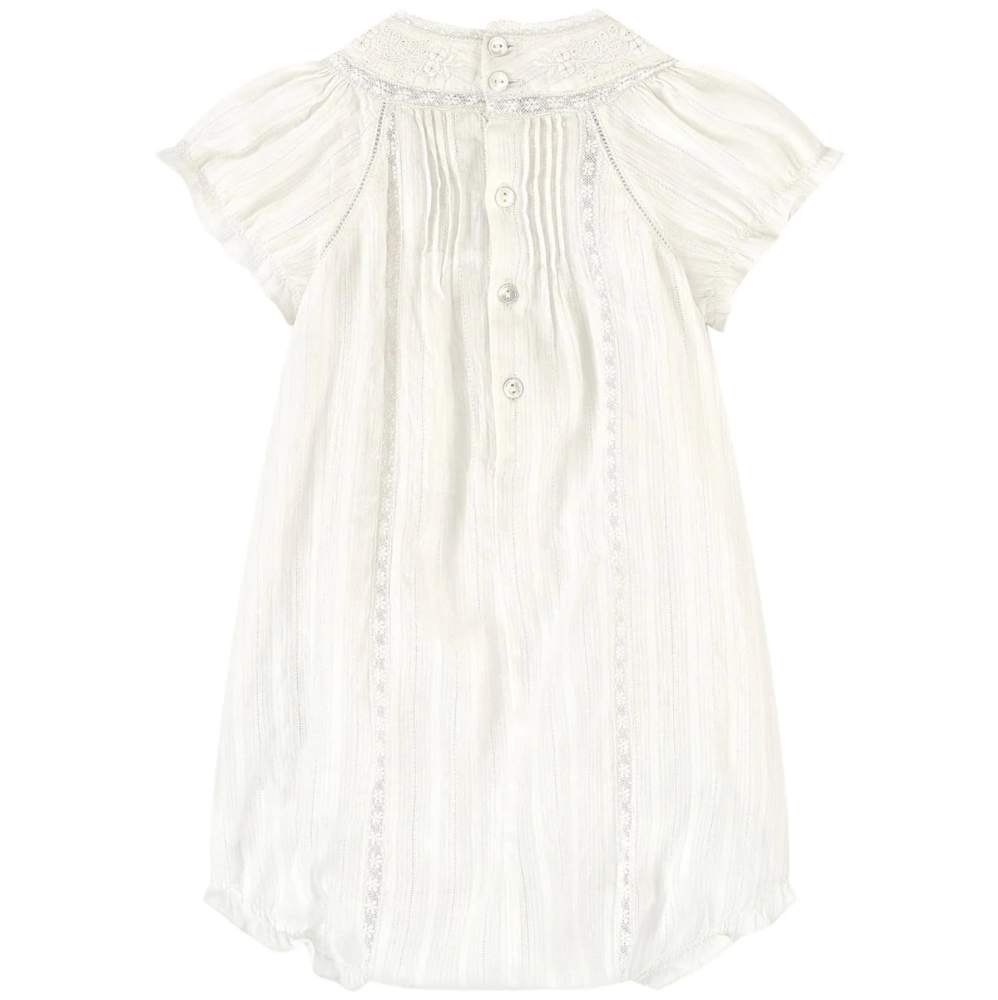 Baby Girls Off White Cotton Romper