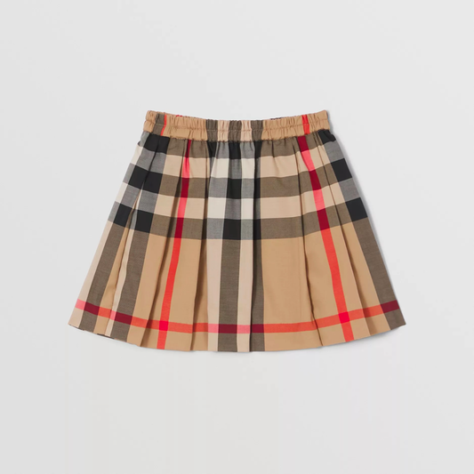 女童米色格子短裙