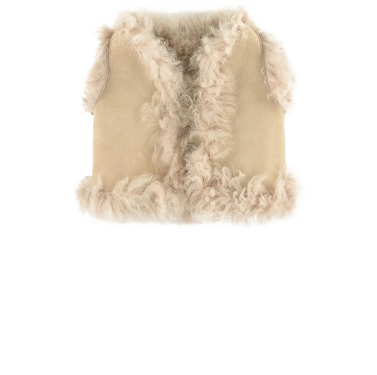 Baby Girls Natural Lamb Skin Waistcoat
