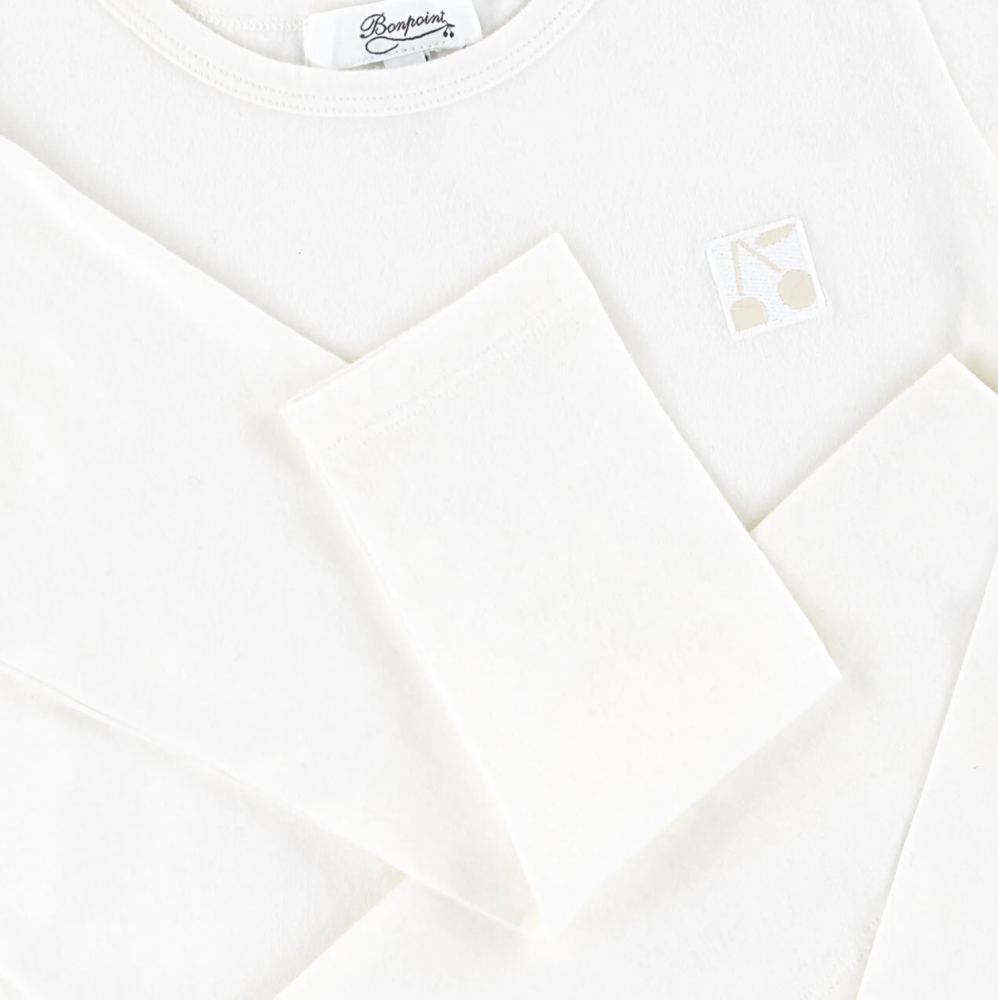 Girls Off White Cotton T-Shirt