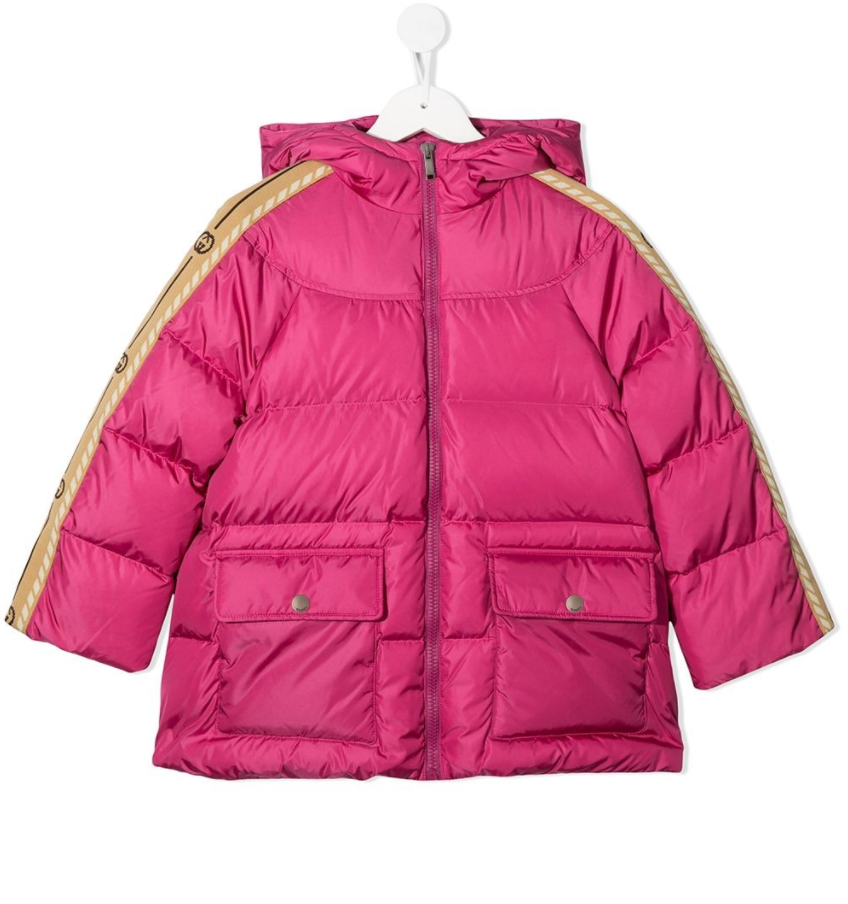 Girls Pink GG Padded Down Coat