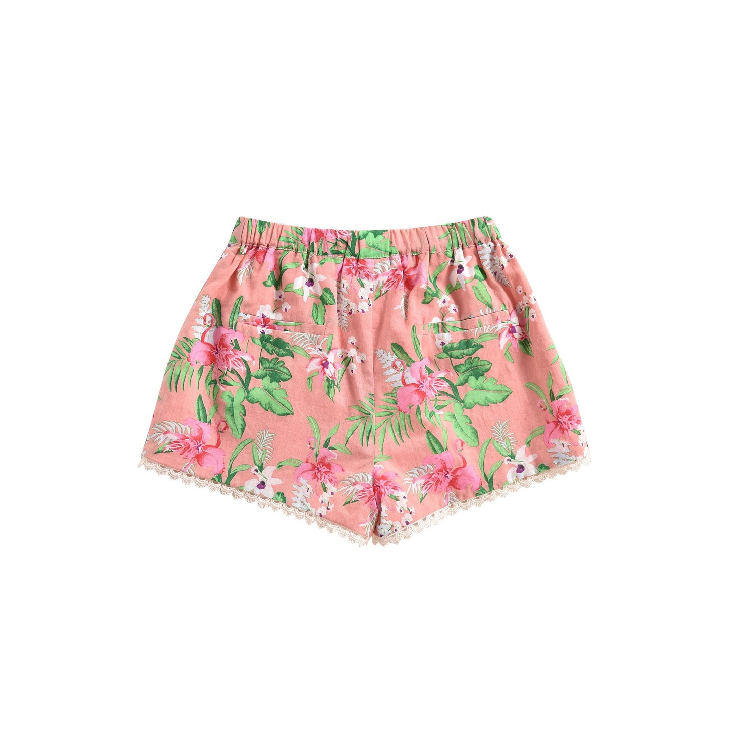 Girls Pink Flowers Cotton Shorts