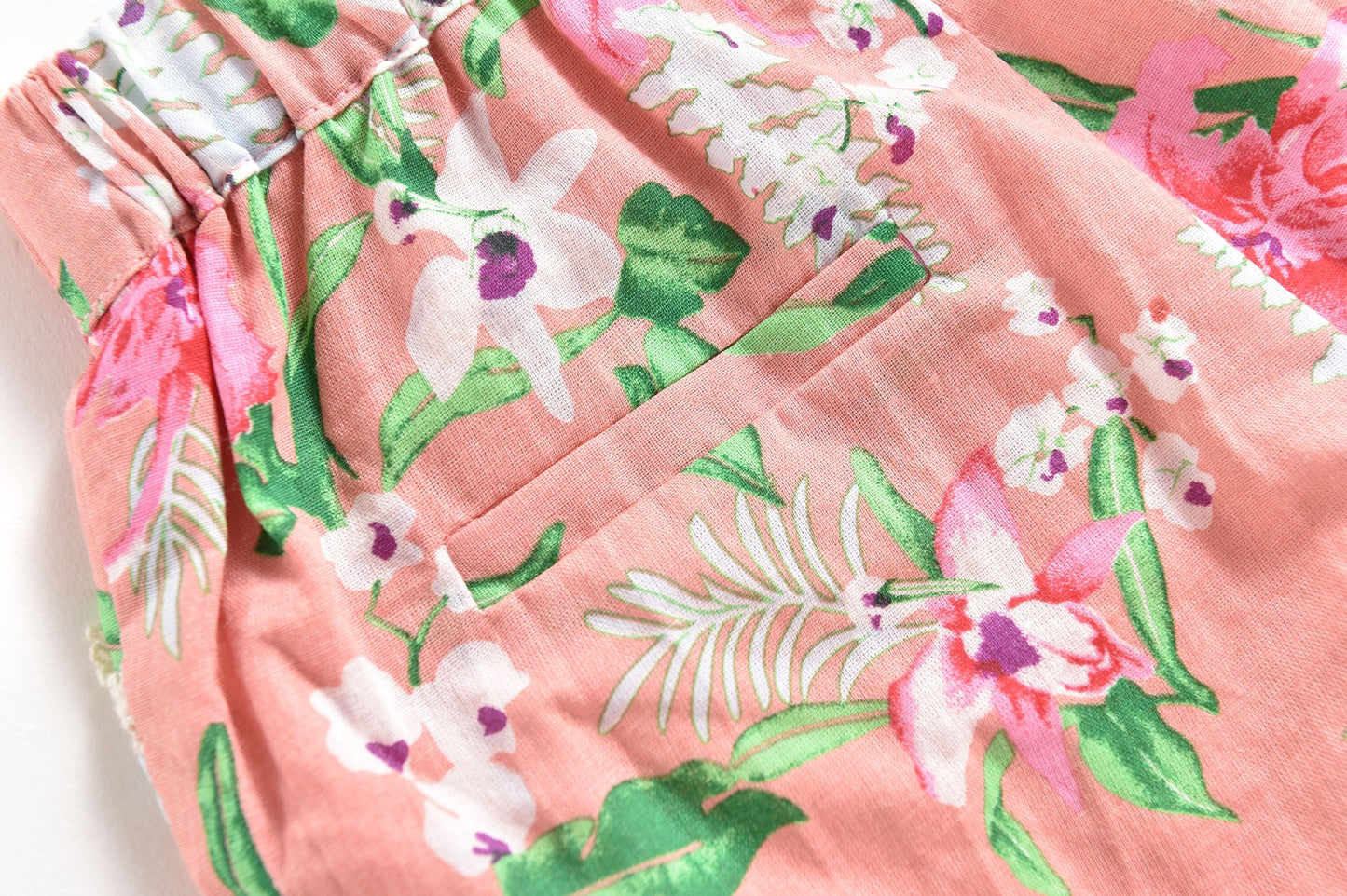 Girls Pink Flowers Cotton Shorts