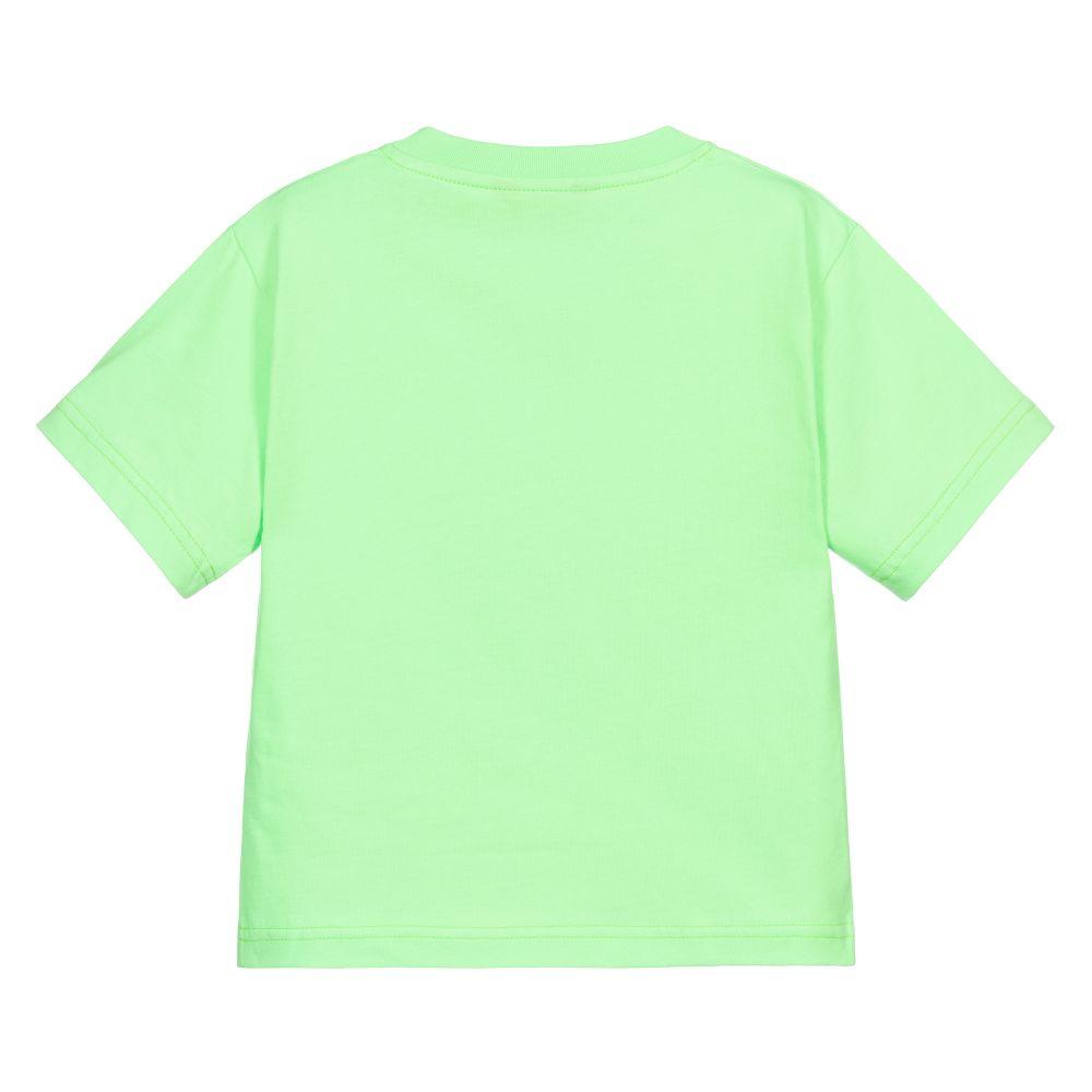 Boys & Girls Fluo Green Cotton T-Shirt