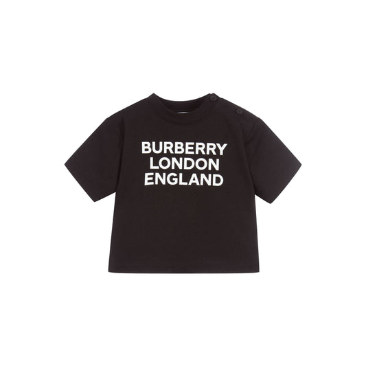 Baby Boys & Girls Black Logo Cotton T-Shirt