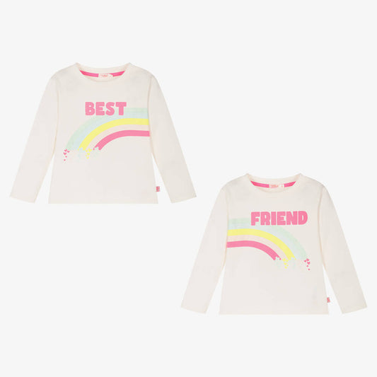 女童白色Logo棉T恤套装(2件)