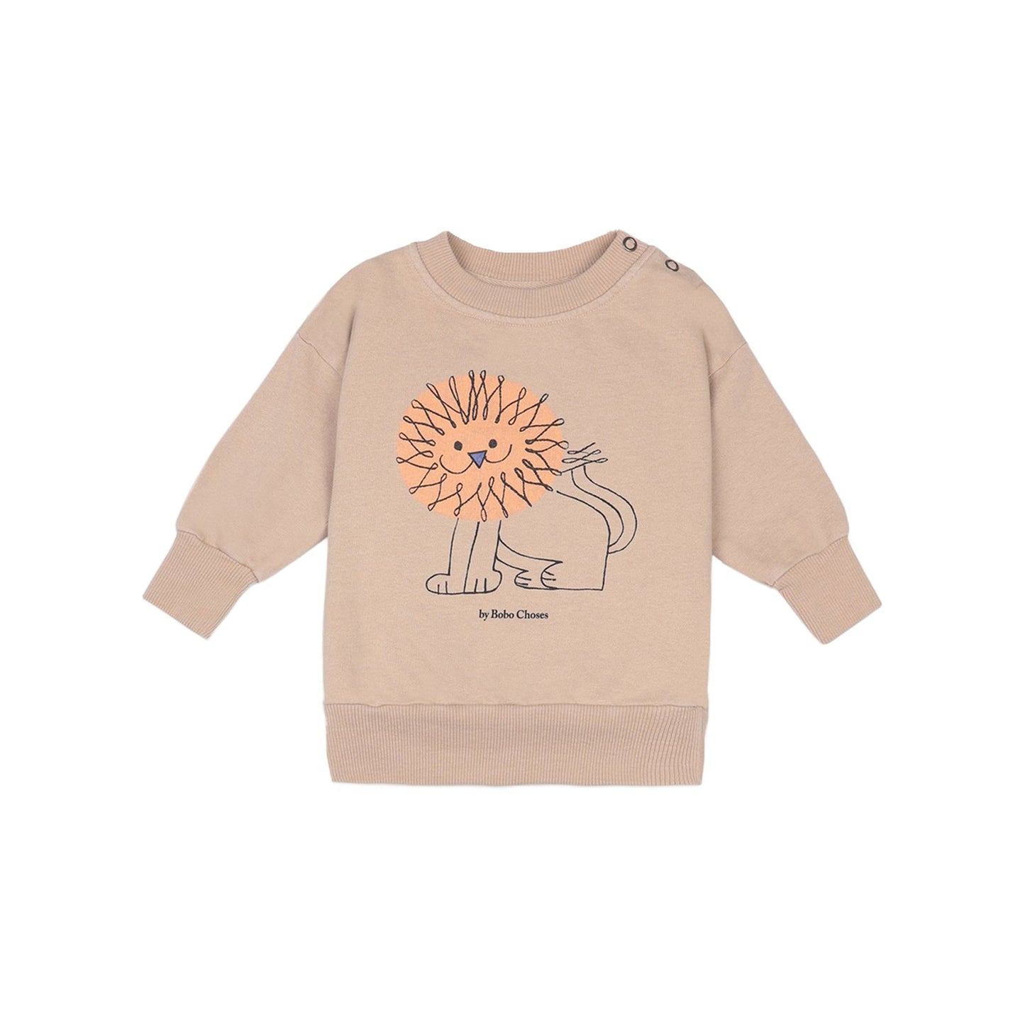 女婴米色狮子印花棉卫衣