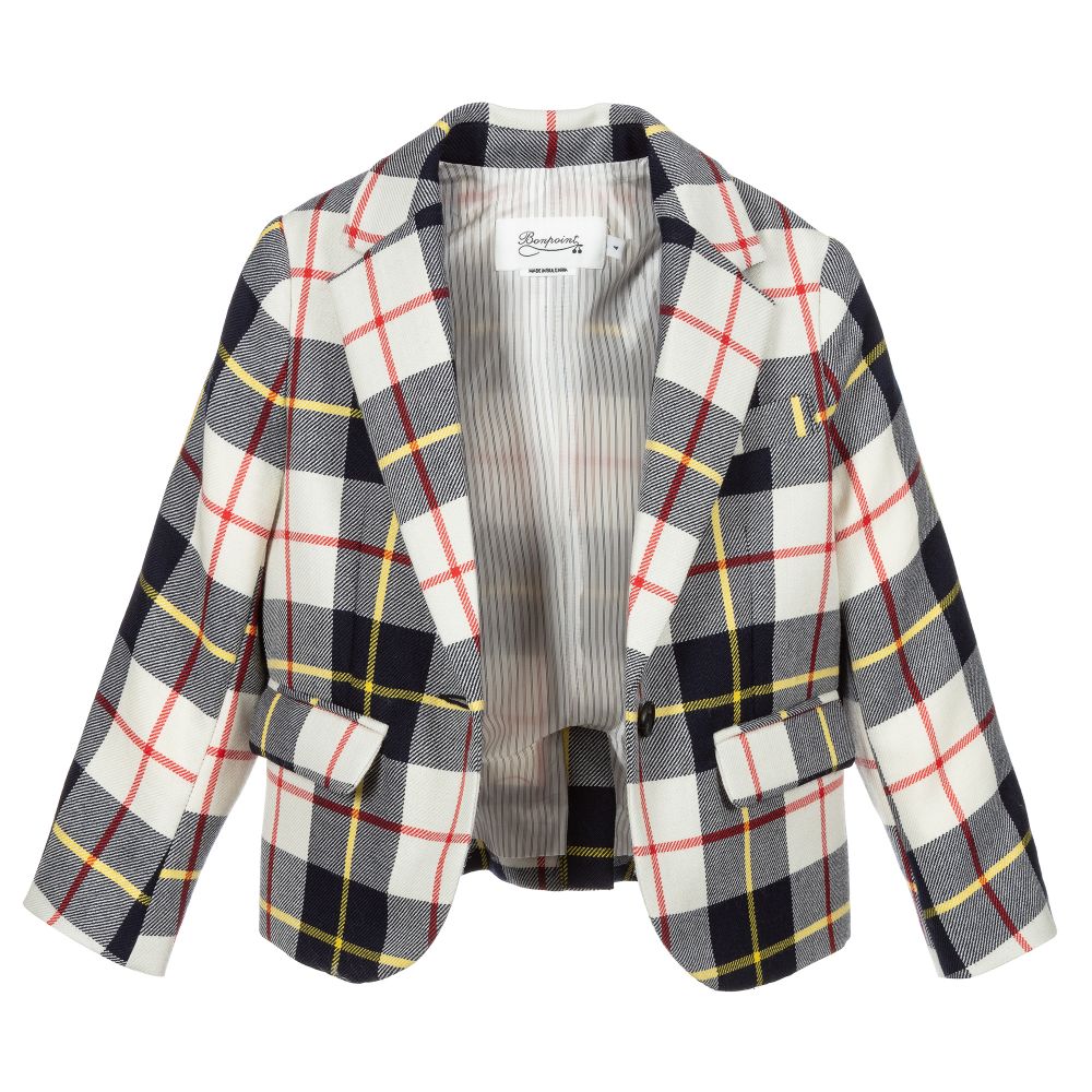 Boys & Girls Navy Check Jacket