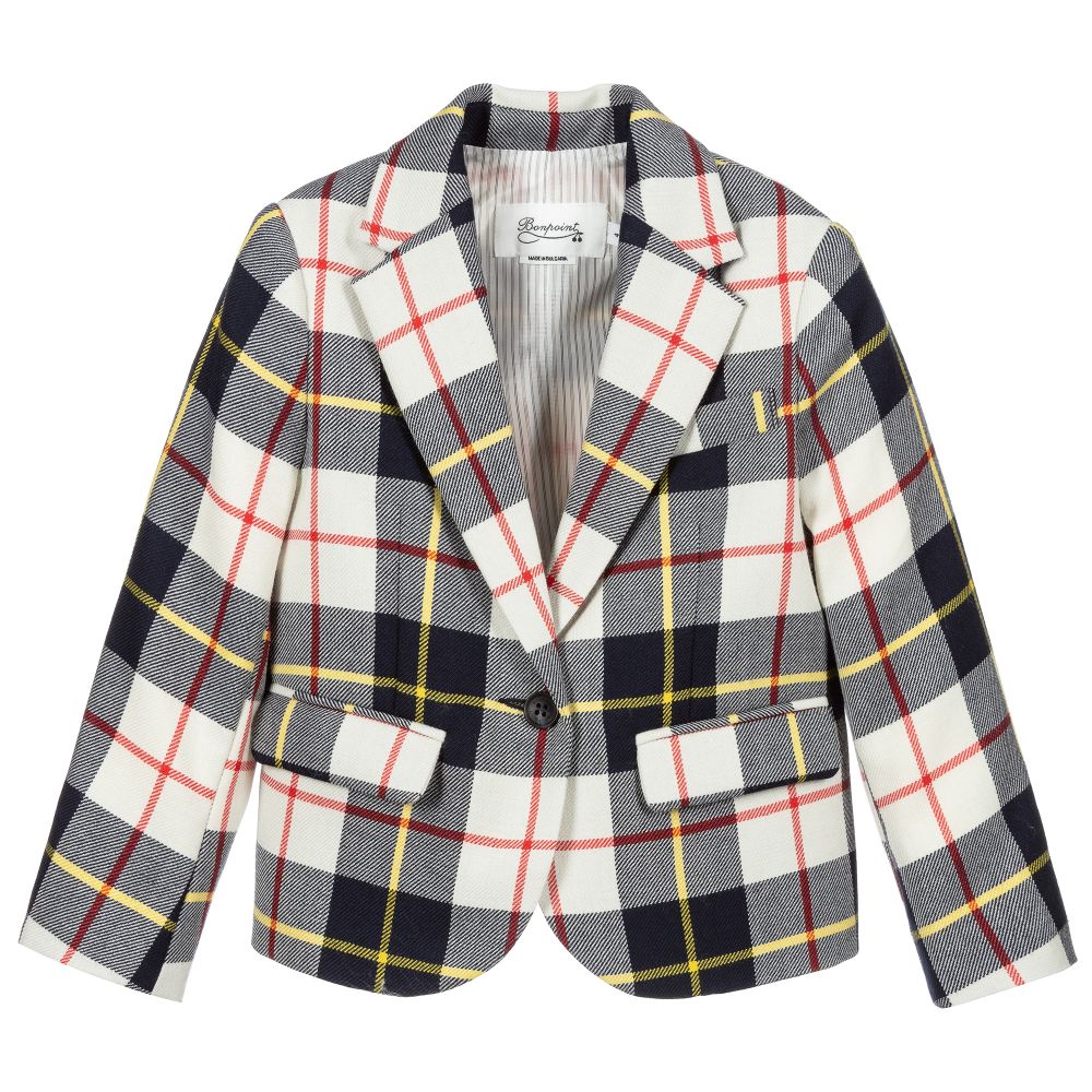 Boys & Girls Navy Check Jacket
