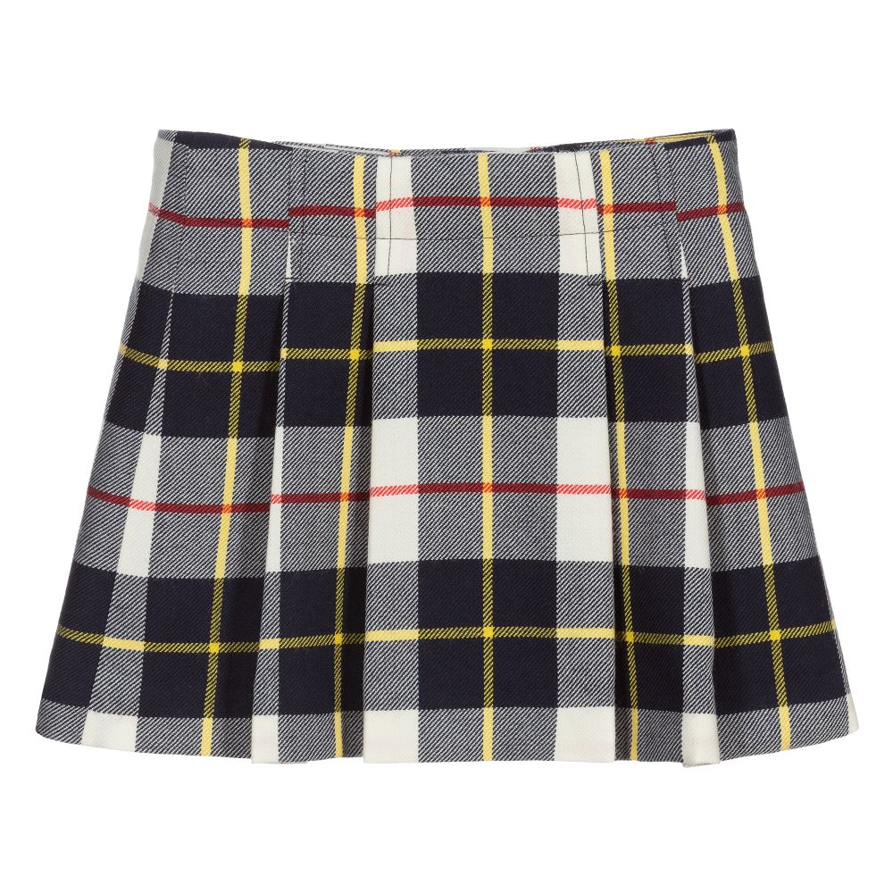 Girls White Check Skirt