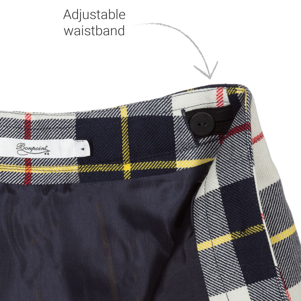 Girls White Check Skirt