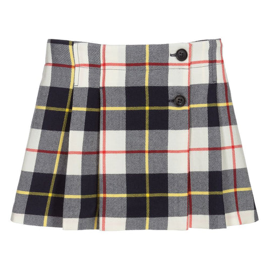 Girls White Check Skirt