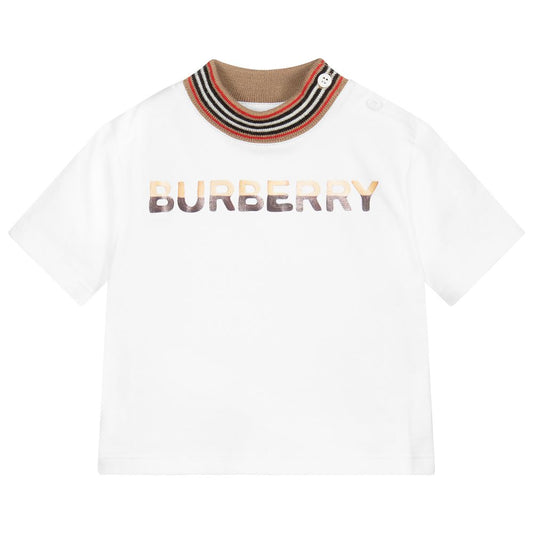 Baby Boys White Logo Cotton T-Shirt