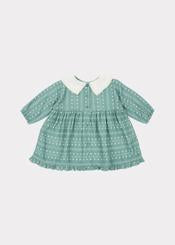 Baby Girls Teal Dotty Buzzard Dress