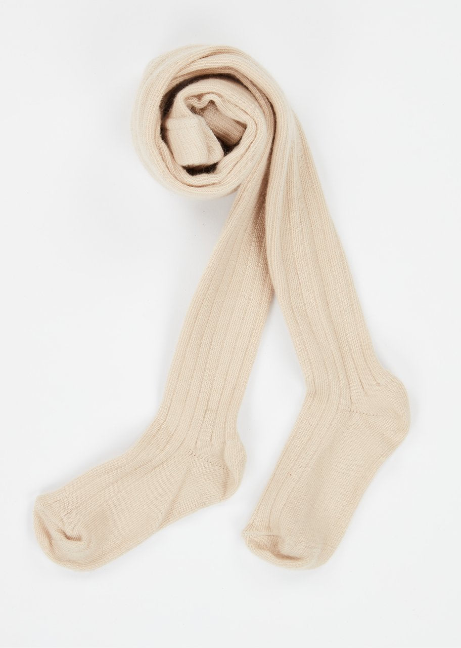 Girls Ecru Rib Tights