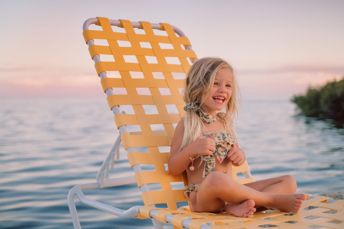 Girls Lemon Flowers Swimsuit