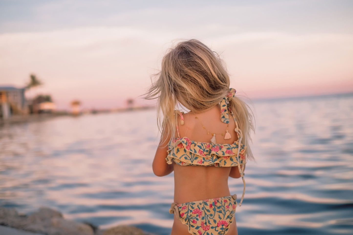 Girls Lemon Flowers Swimsuit