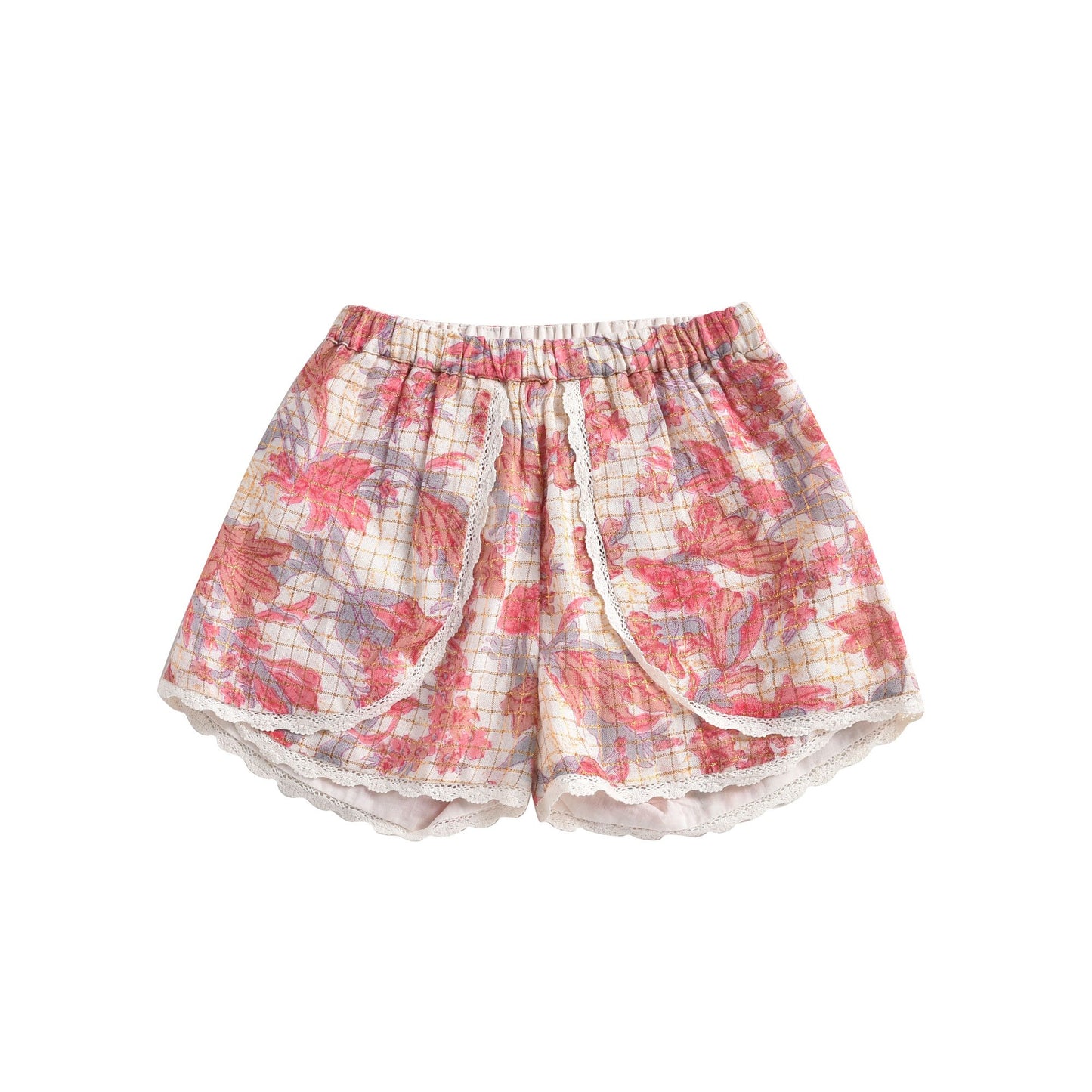 Girls Pink Flowers Shorts