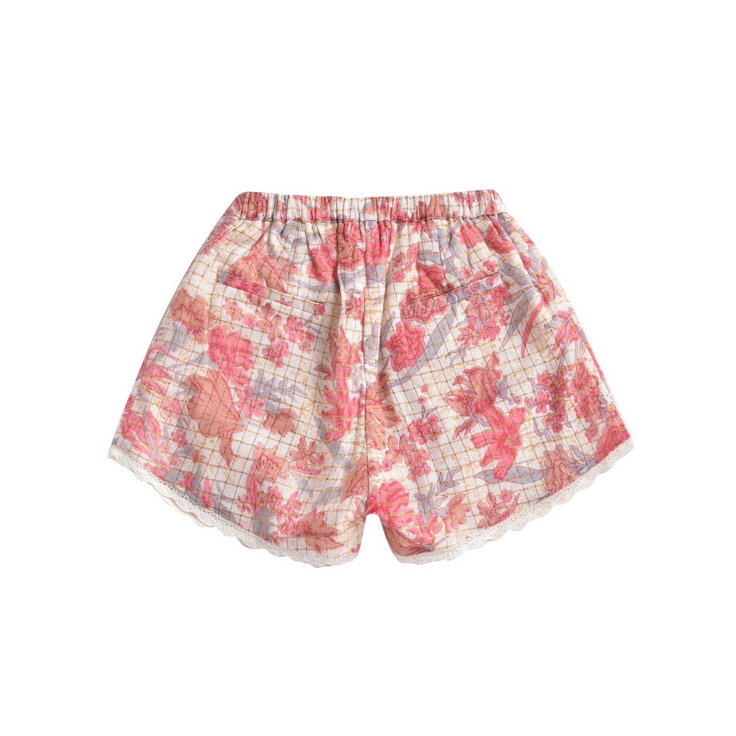 Girls Pink Flowers Shorts