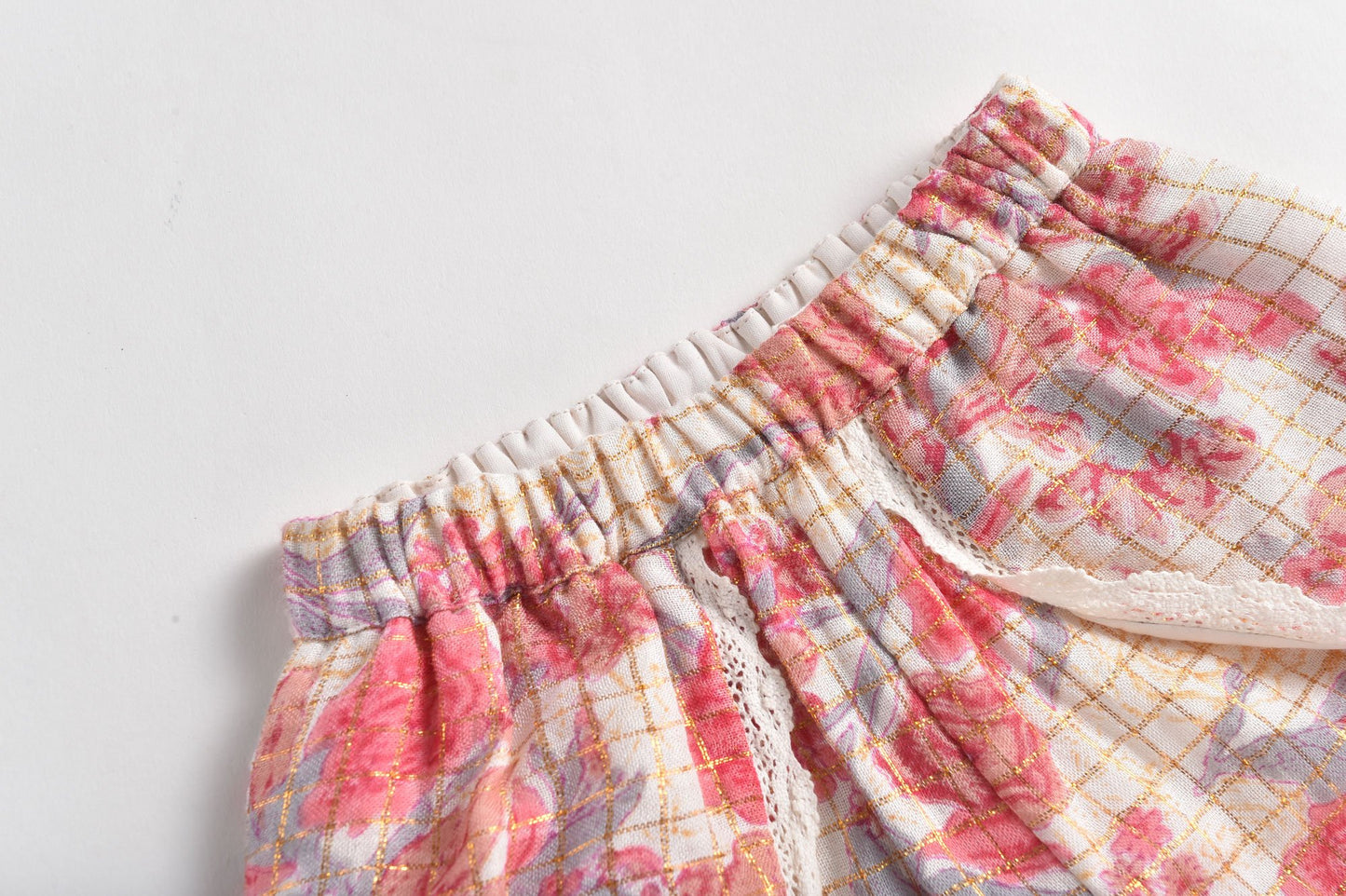 Girls Pink Flowers Shorts