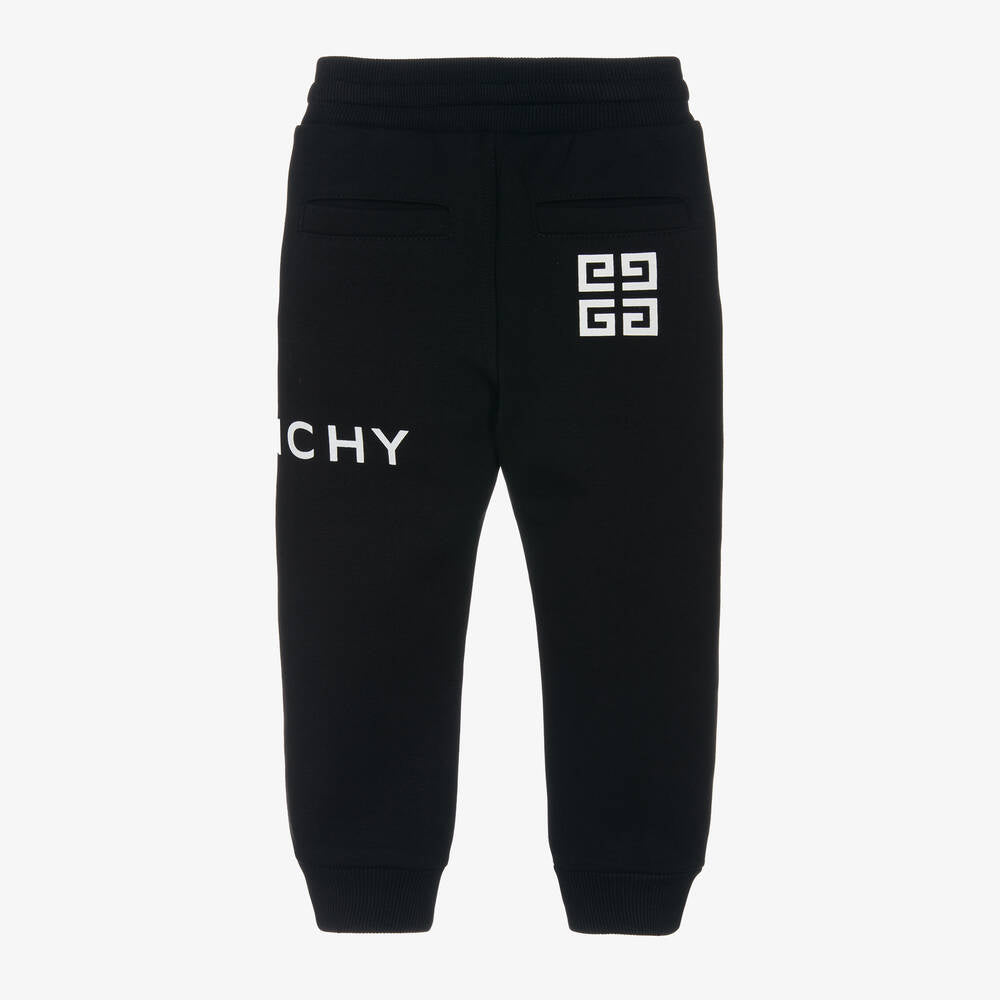 男童黑色Logo棉长裤
