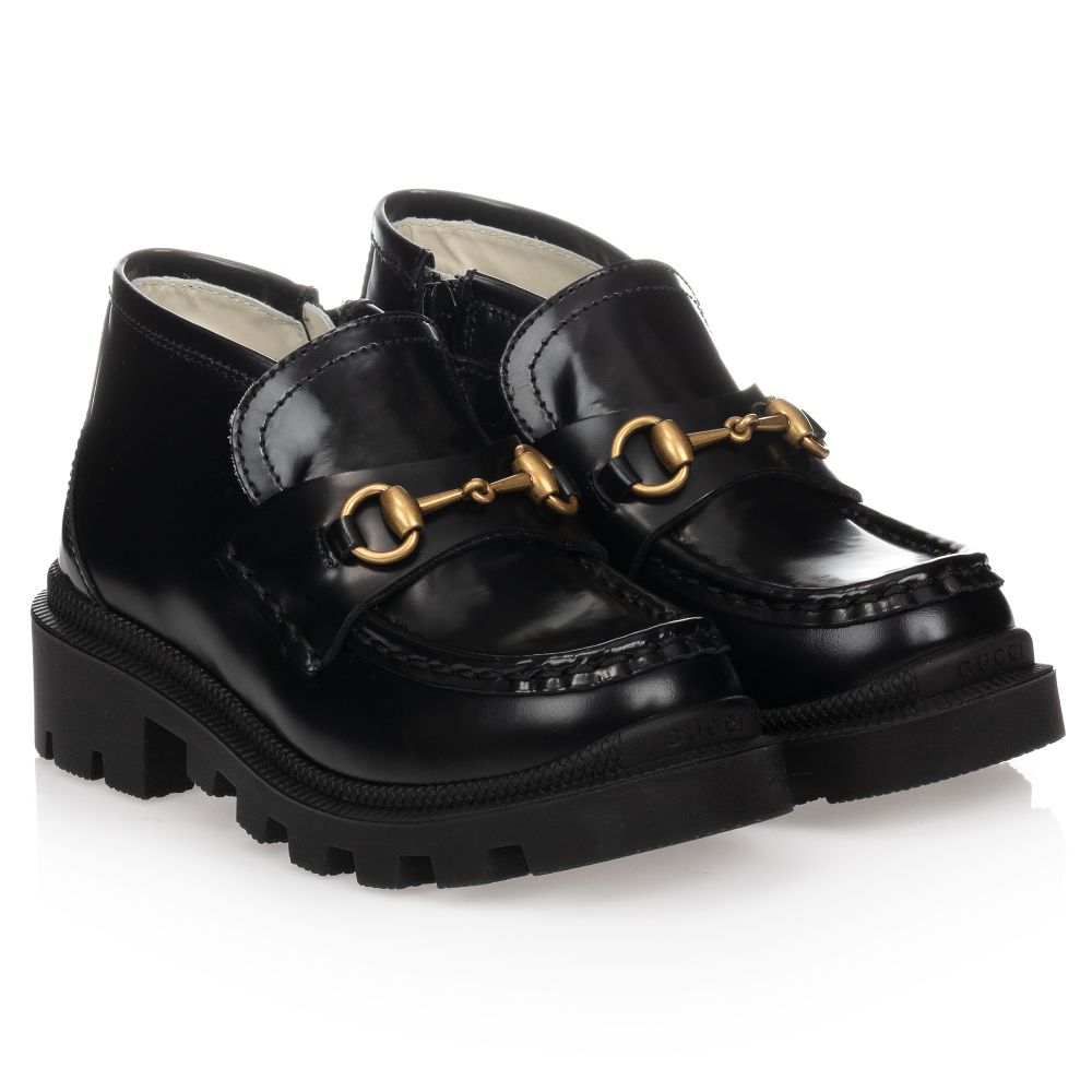 Girls Black Calf Skin Booties