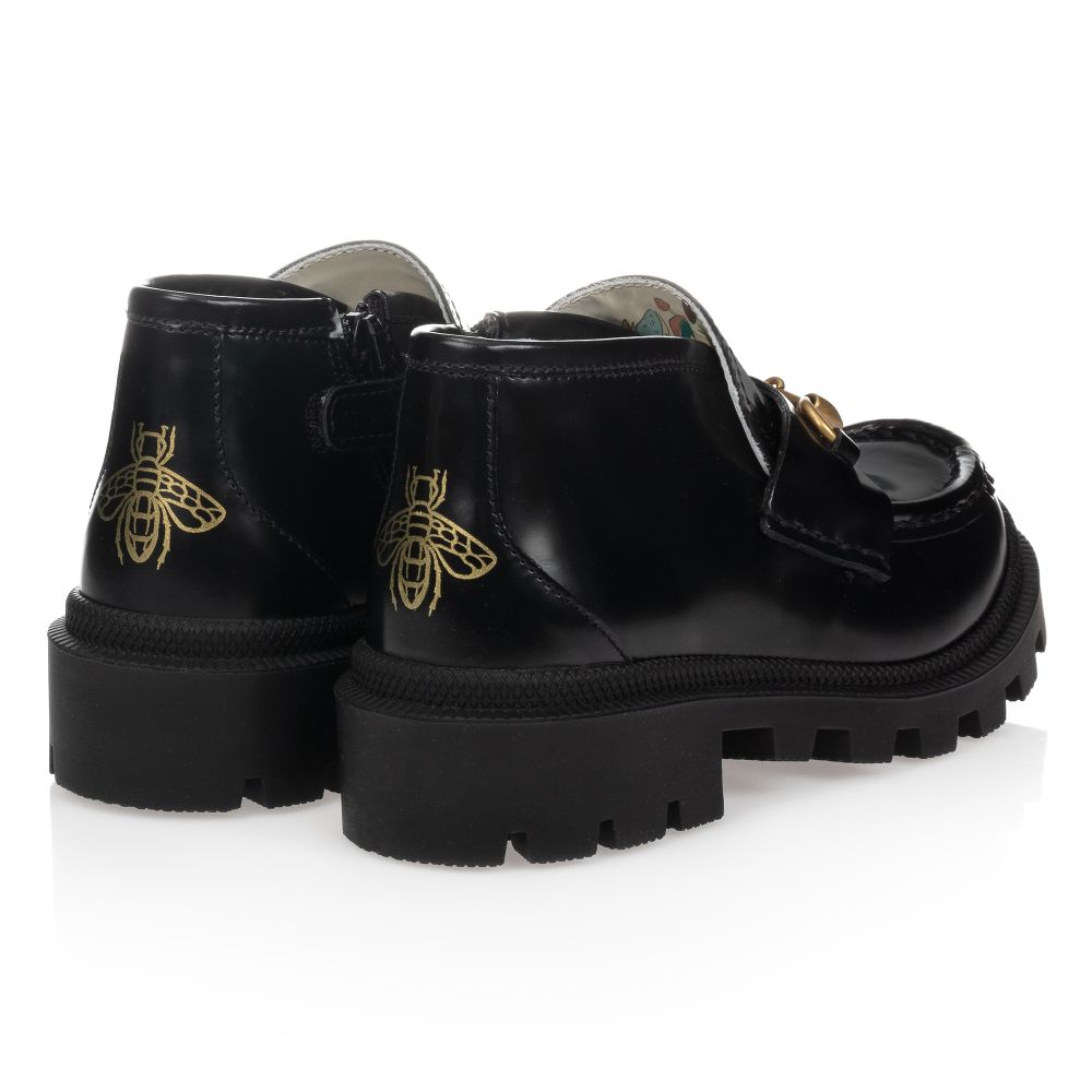 Girls Black Calf Skin Booties