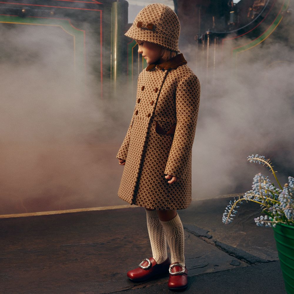 Girls Brown GG Coat