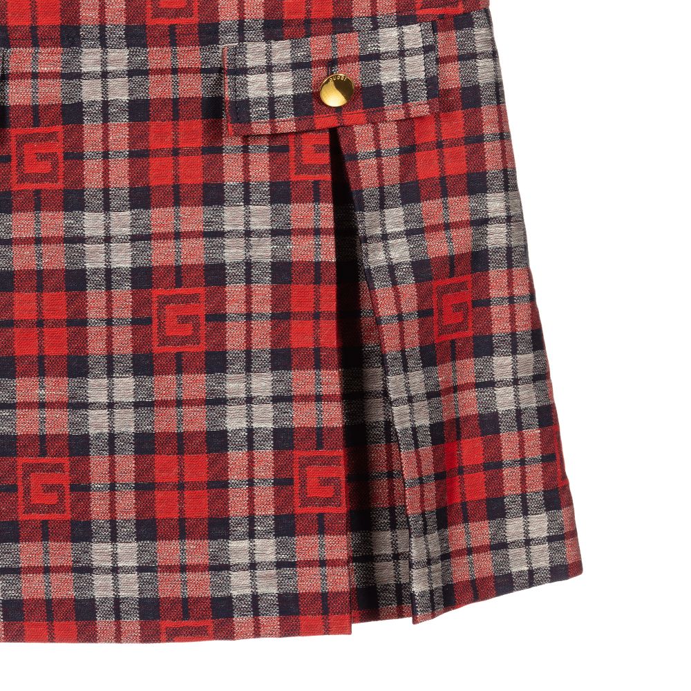 Girls Red Check Plaid Dress
