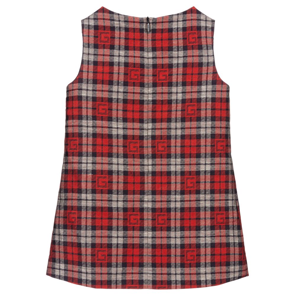 Girls Red Check Plaid Dress