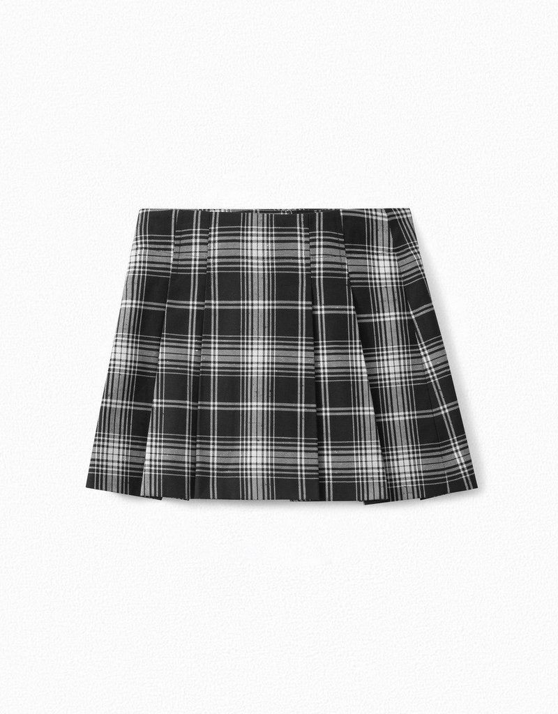 Girls Black Check Skirt
