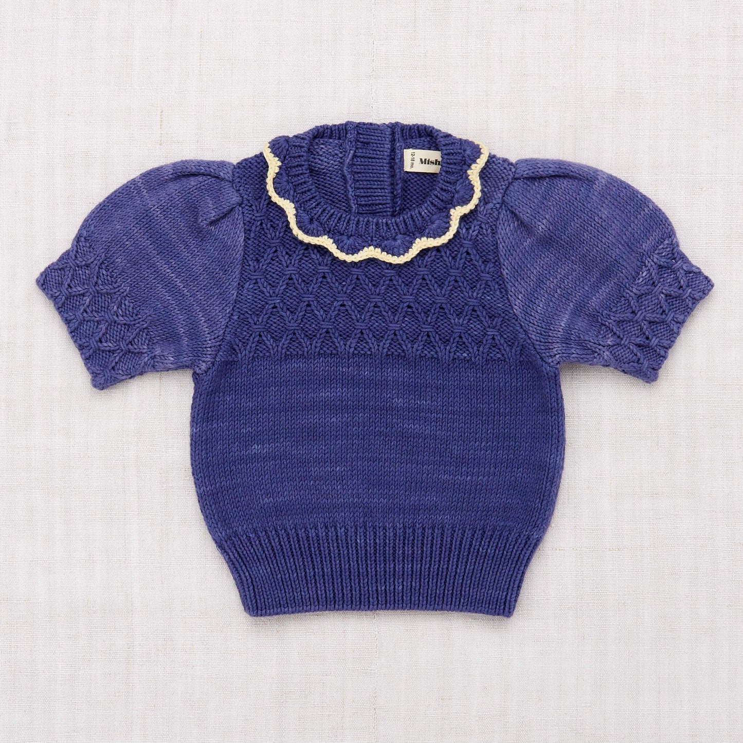 Girls Blue Ruffle Pima Cotton Sweater