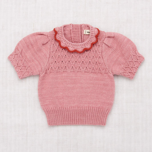 Girls Pink Ruffle Pima Cotton Sweater