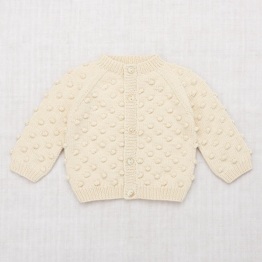 Girls White Popcorn Pima Cotton Cardigan