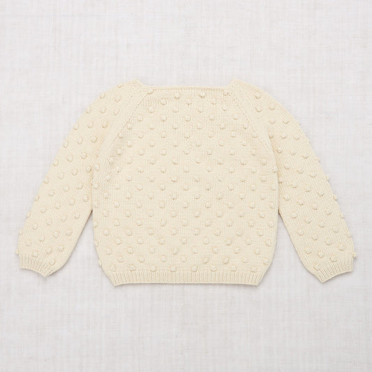 Girls White Popcorn Pima Cotton Sweater