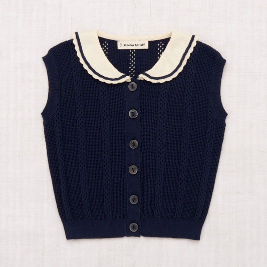 Girls Dark Blue Pima Cotton Vest