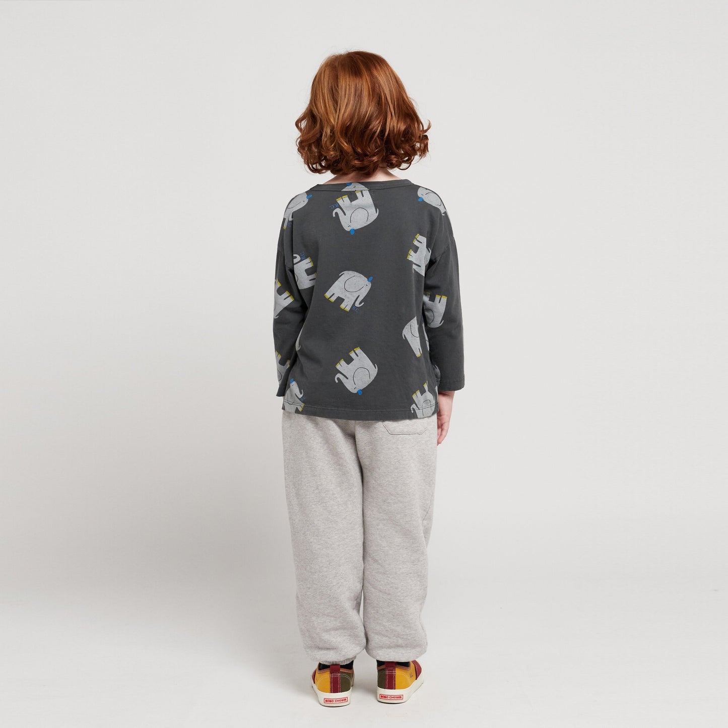 儿童深灰色印花棉T恤