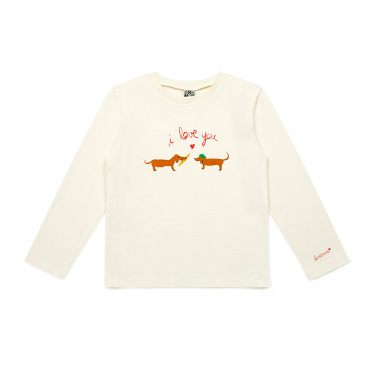 女童白色印花棉T恤