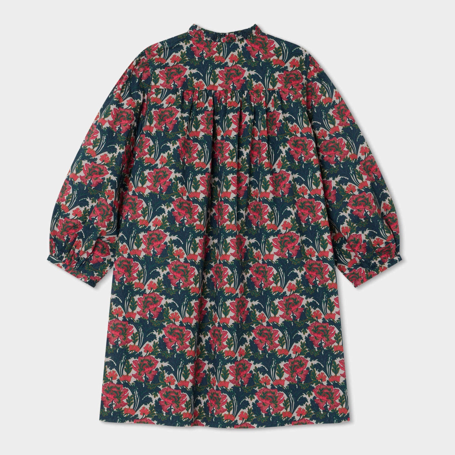 女童红色花朵棉连衣裙