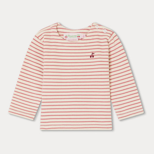 女婴粉色条纹棉T恤