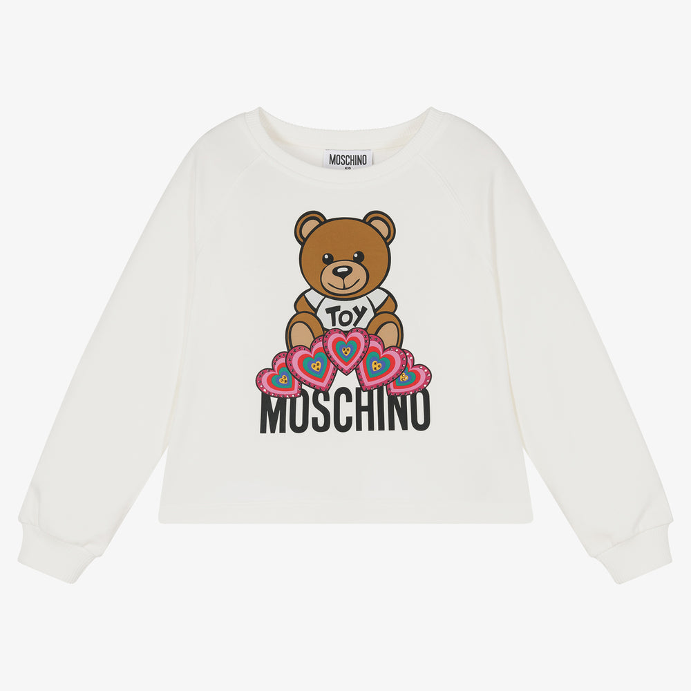 女童白色Logo棉卫衣