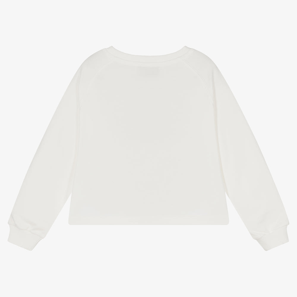 女童白色Logo棉卫衣